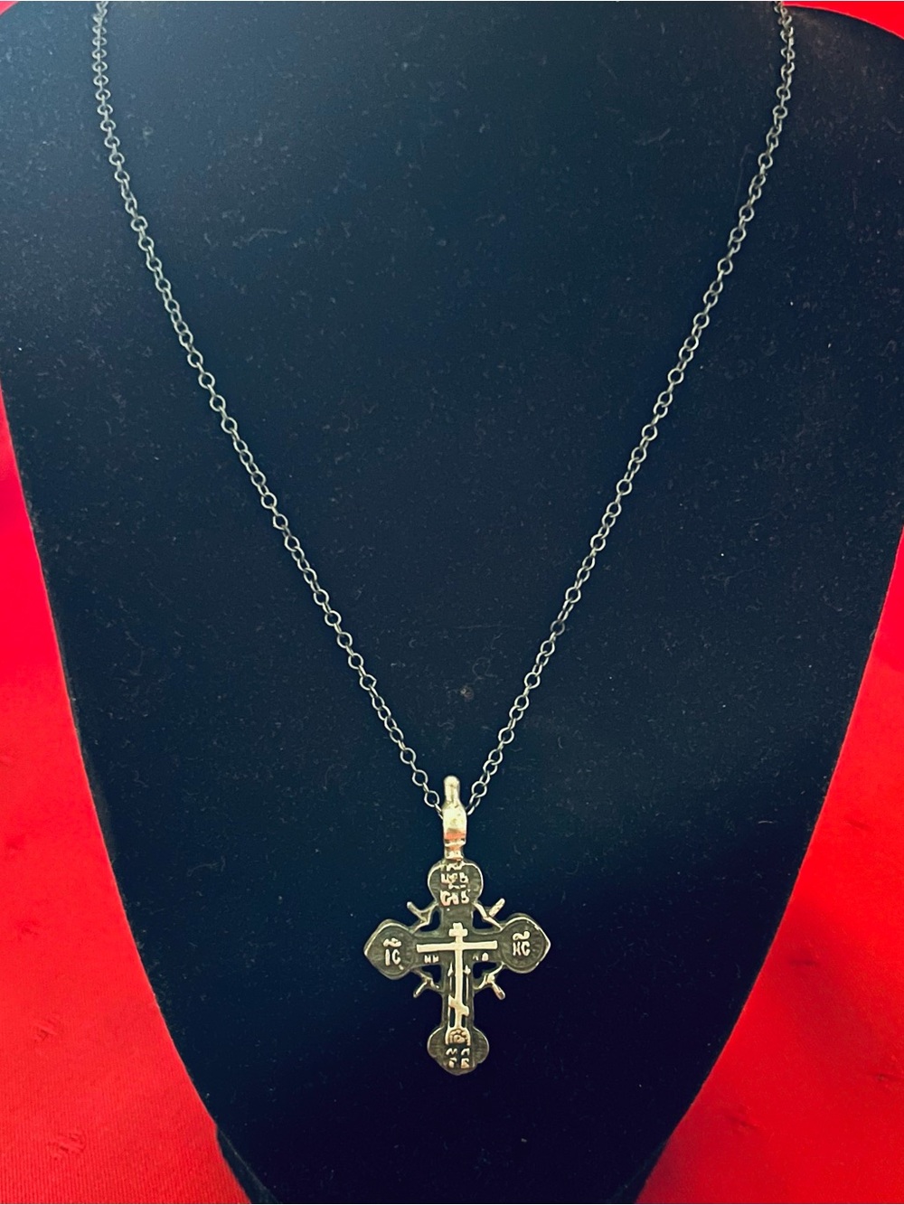 Silver vintage Orthodox Cross Pendant